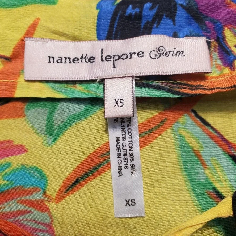 Nanette Lepore Silk Blend Paloma Beach Beaded Tunic Swim Cover Up Dress Women XS